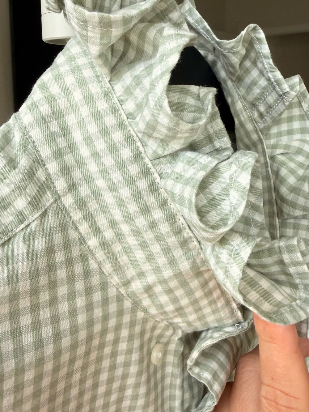 Reloved Upcycle ♻️ Gently Ruffled Gingham Button-Up in Sage